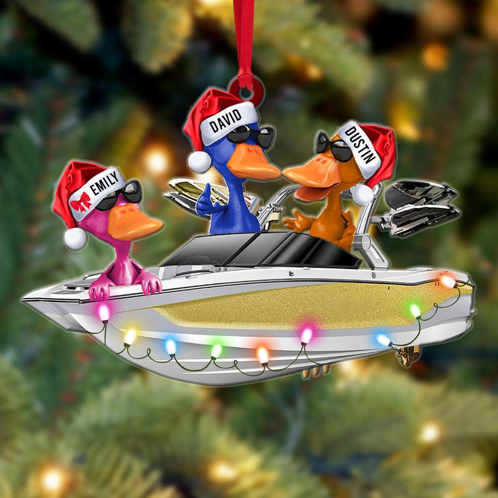 Personalized Wakeboarding Duck Ornament – Custom Boat Shape