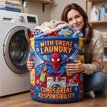 Load image into Gallery viewer, Laundry Time - Personalized Gifts Quilted Laundry Basket 07TYDH090726 Laundry Basket PopCulturePrints
