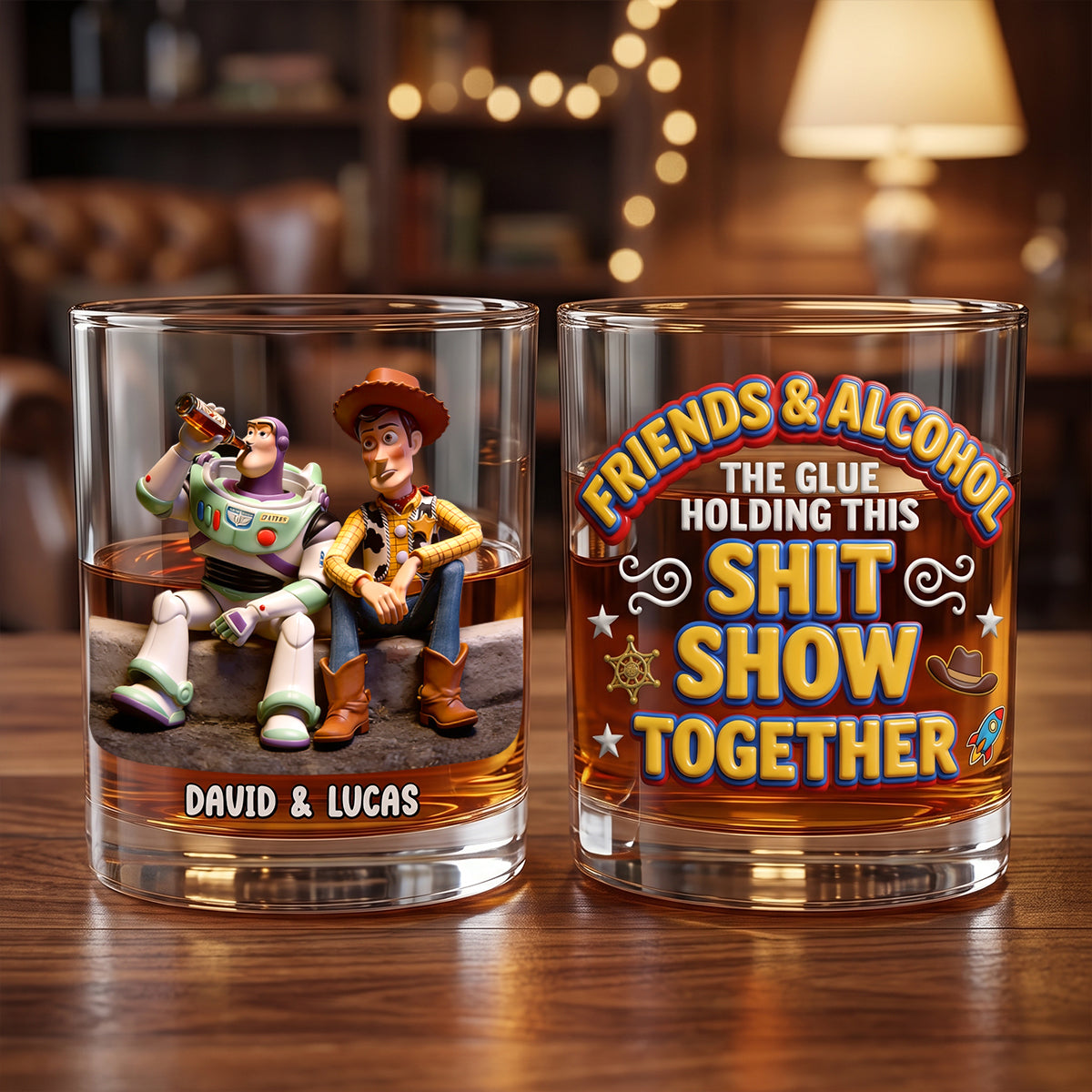 Cheers to Friendship - Personalized Round Glass for Best Friends