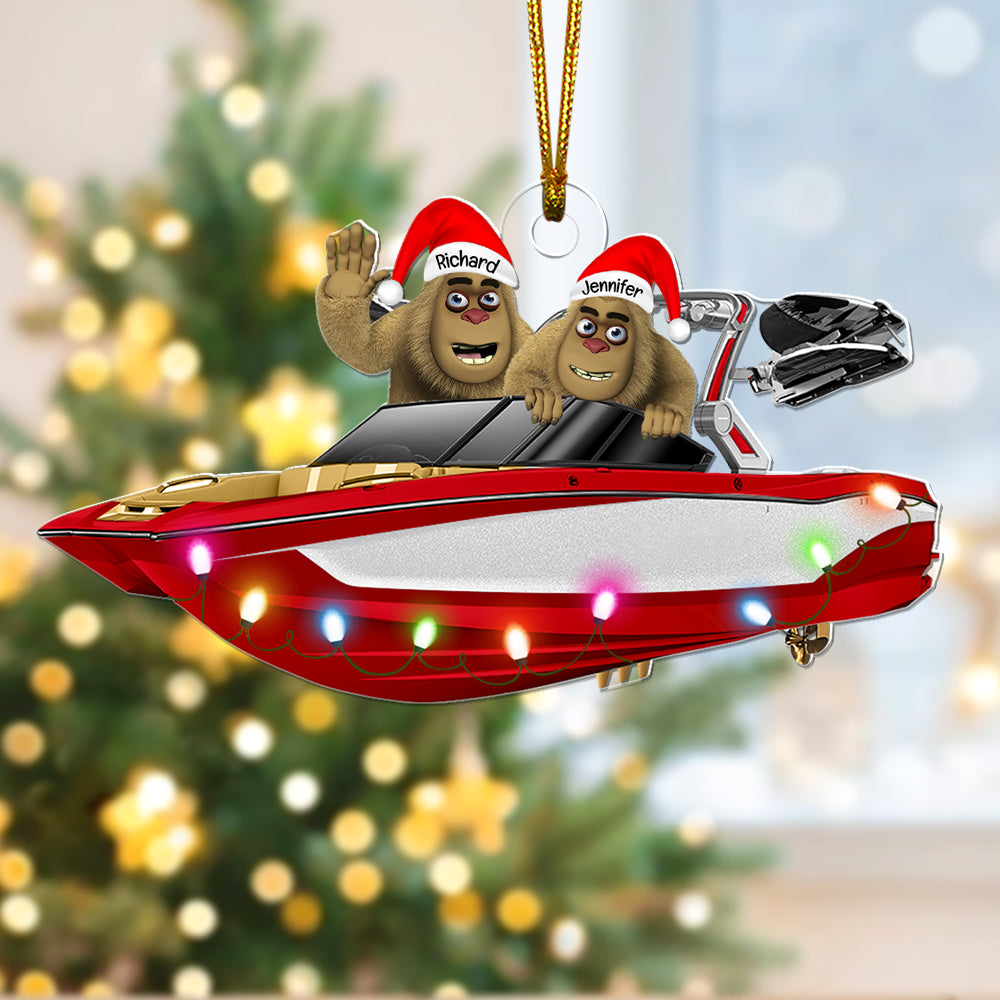 Personalized Bigfoot Wakeboarding Christmas Ornament for Holiday Cheer