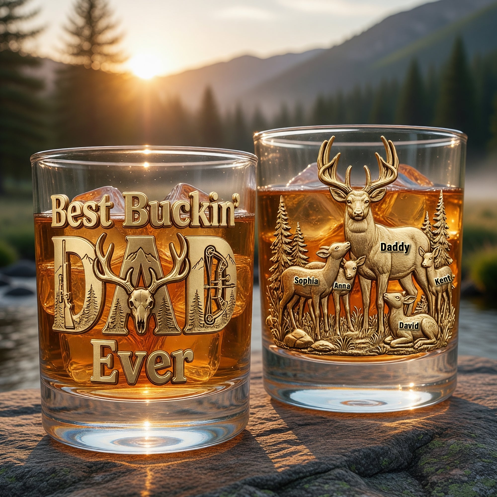 “Best Buckin’ Papa Ever” - Personalized Drinking Glass for Dads, Grandpas, and Fathers Glass PopCulturePrints