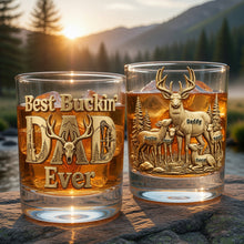 Load image into Gallery viewer, “Best Buckin’ Papa Ever” - Personalized Drinking Glass for Dads, Grandpas, and Fathers Glass PopCulturePrints
