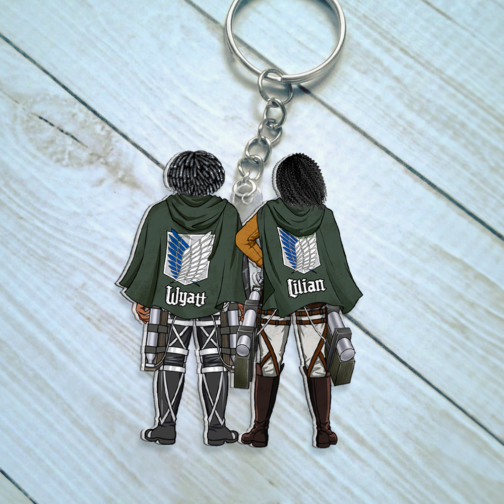 Personalized Anime Couple Keychain - Customizable Gift for Fans Keychains PopCulturePrints