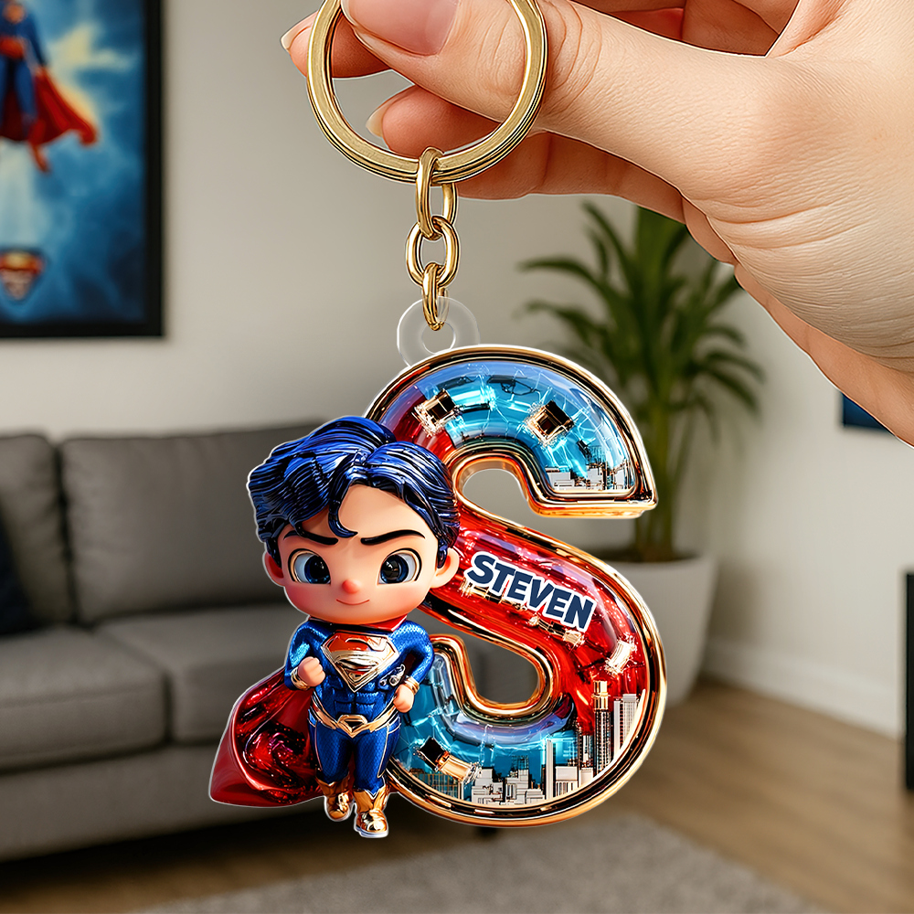 “Unlock Your Superhero Spirit!” - Initial Letter Keychain - Personalized Gift for Kids, Friends, and Family Keychains PopCulturePrints