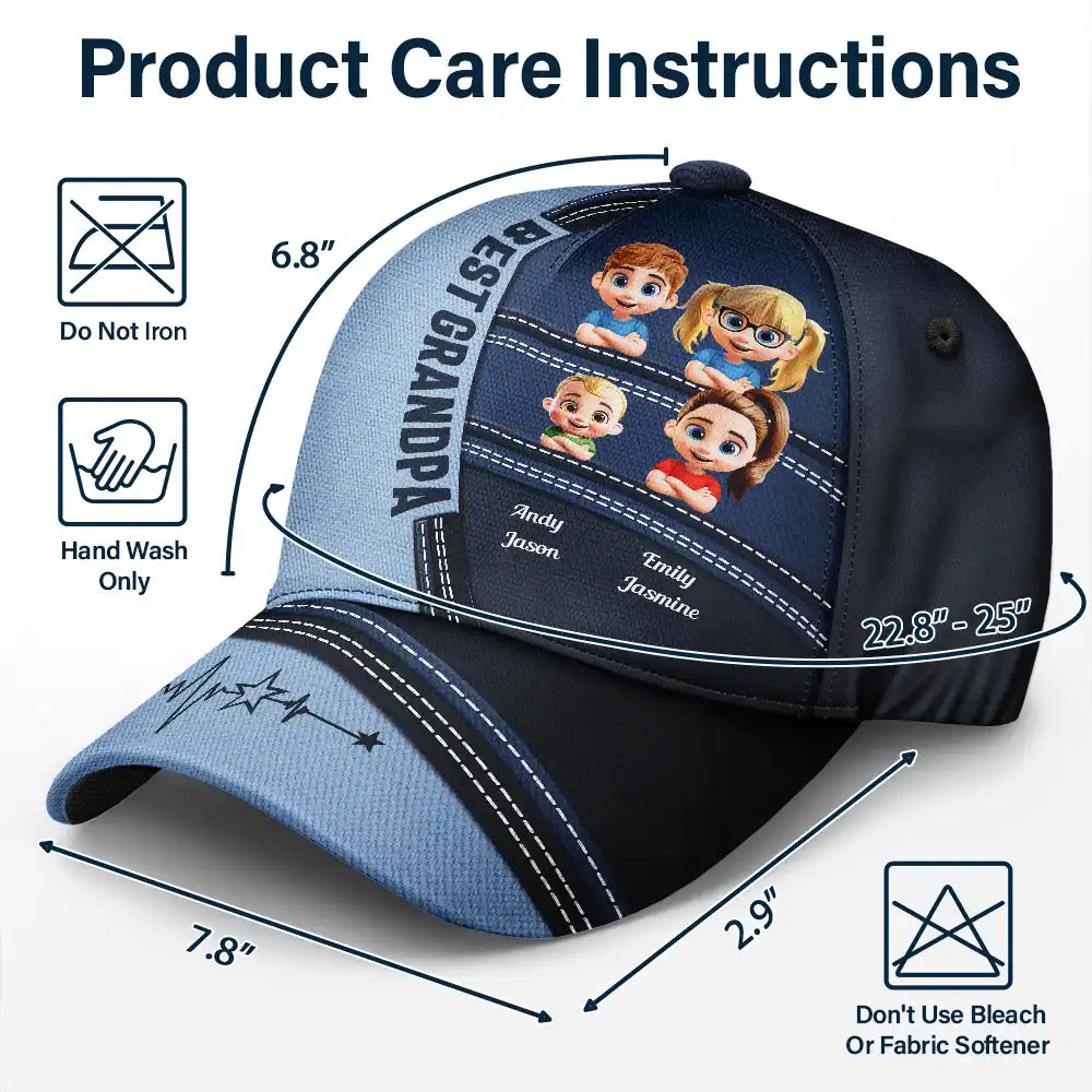 Best Dad Cap - Personalized Classic Cap with Cute Kids Design Classic Cap PopCulturePrints