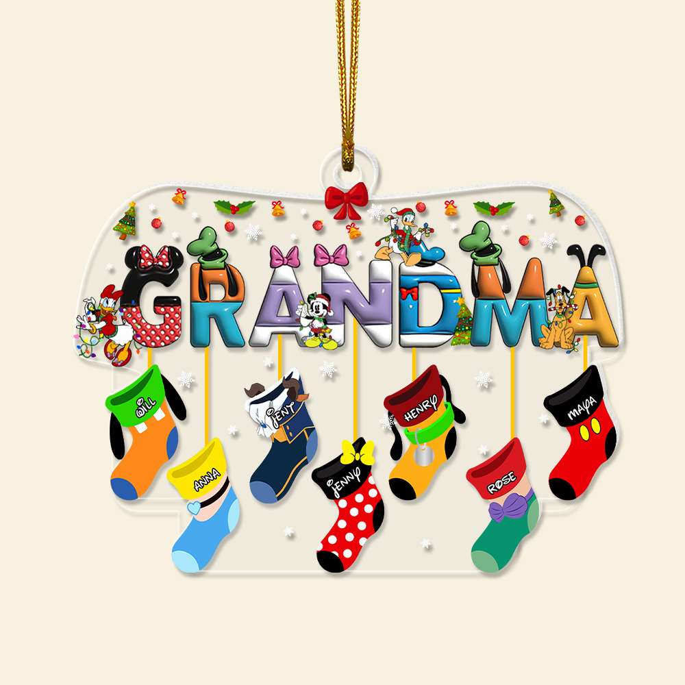 Custom Grandma Christmas Ornament with Personalized Stockings Ornament PopCulturePrints