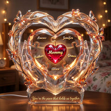 Load image into Gallery viewer, "You're the piece that holds us together" - Personalized Mommy Heart Lightbox Gift for Mom, Grandma, and Loved Ones Light Box PopCulturePrints
