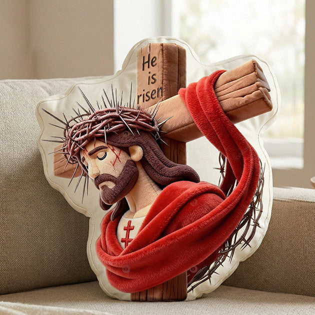 "He is Risen" - Risen in Glory Custom Shaped Pillow - Personalized Gift for Christians, Perfect for Any Occasion Pillow PopCulturePrints