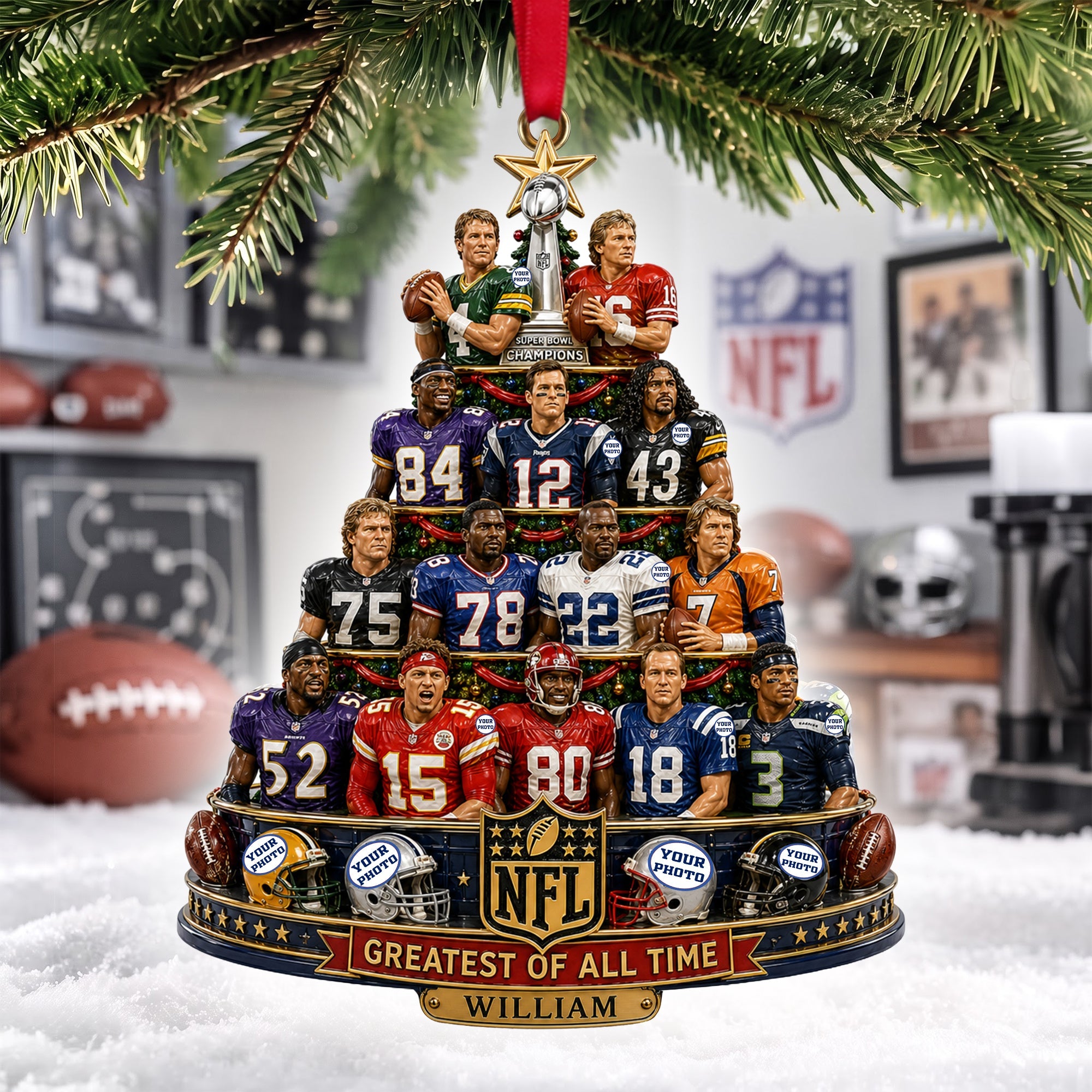 "Celebrate the Legends of the Gridiron" - Personalized Christmas Ornament for Sports Lovers