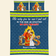 Load image into Gallery viewer, Custom Firefighter Lover Quilt for Couples - Personalized Bed Set | Valentine&#39;s Day Gifts Blanket PopCulturePrints
