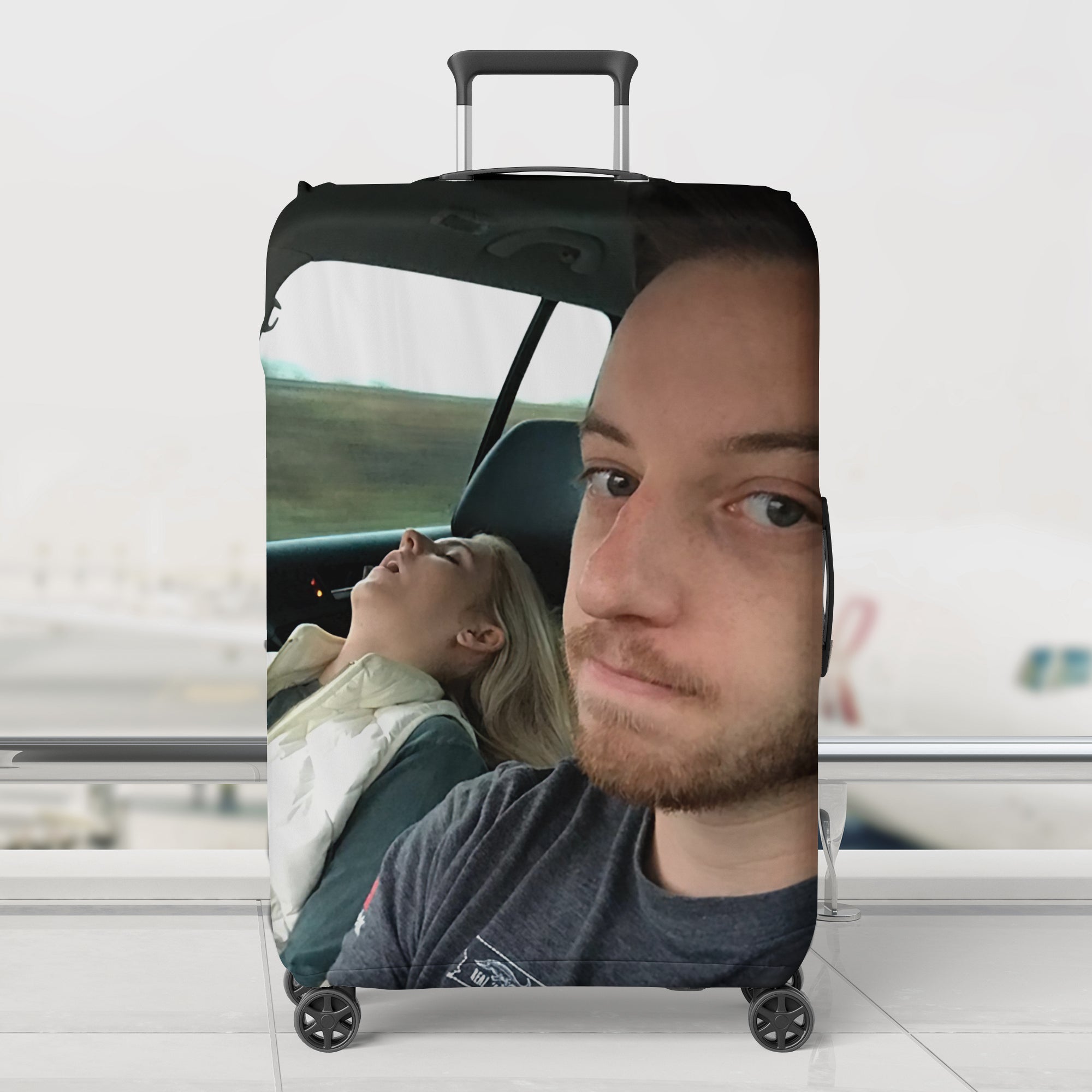 Personalized Funny Photo Luggage Cover – Ideal Gift for Upcoming Trips