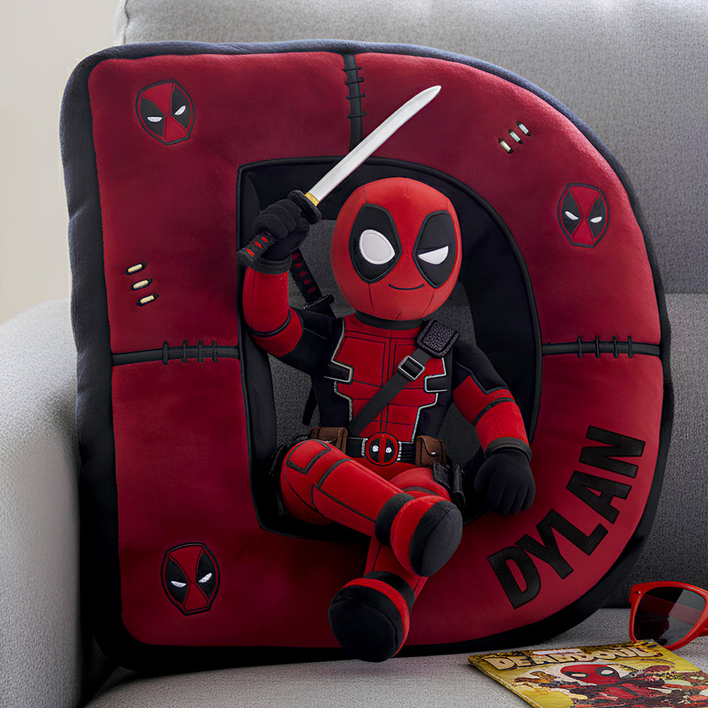 Unleash Your Inner Antihero with the Chaotic Red Alphabet Letter Pillow - Personalized Gift for Kids Pillow PopCulturePrints