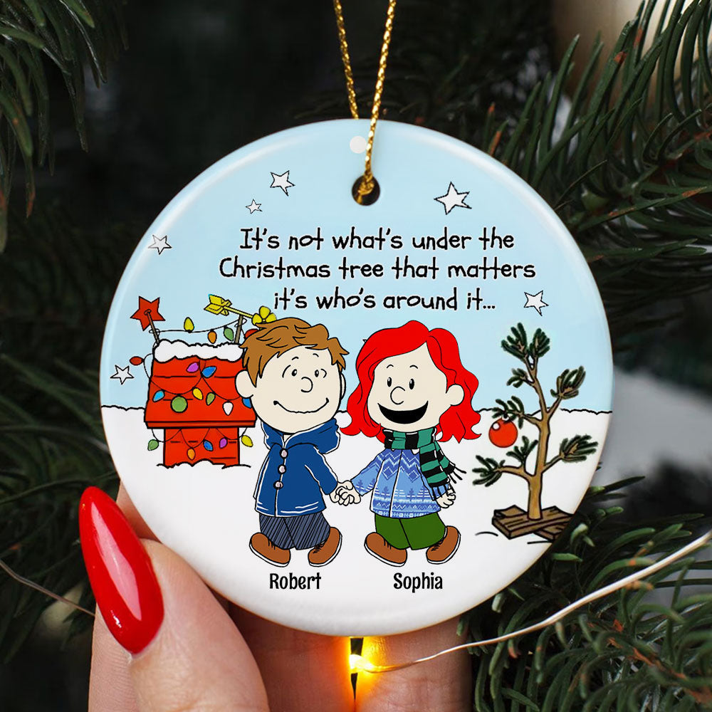 Custom Cartoon Couple Christmas Ornament | Personalized Valentine's Day Gifts Ornament PopCulturePrints