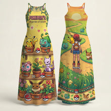 Load image into Gallery viewer, “Embrace Your Inner Pokémon Trainer” - Pixel Monster Garden Suspender Maxi Dress - Personalized Gift for Mom, Grandma &amp; More! Dress PopCulturePrints
