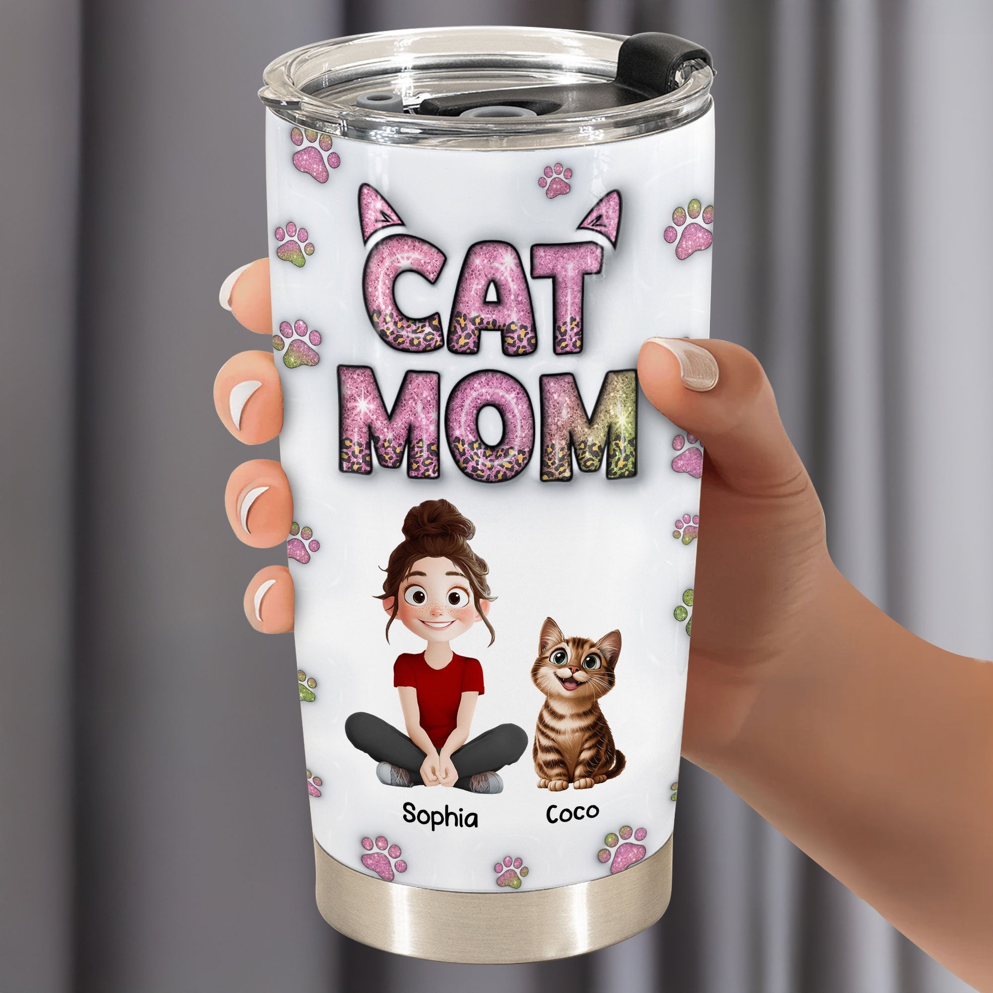 “Celebrate the Love of Cats!” - Personalized Cat Mom Tumbler Cup Tumbler Cup PopCulturePrints