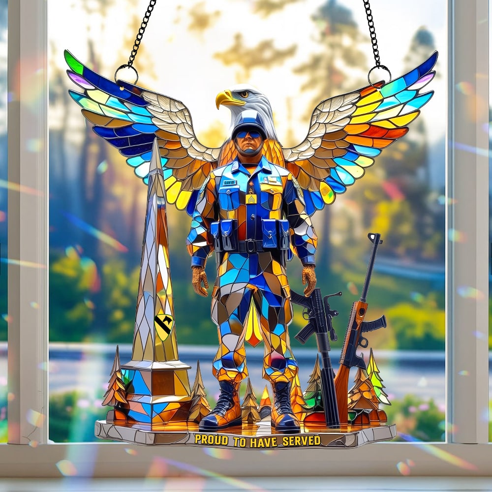 "Proud to Have Served" - Personalized Veteran Suncatcher - Thoughtful Gift for Veterans, Soldiers, and Loved Ones Ornament PopCulturePrints