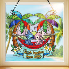 Load image into Gallery viewer, Stitch Together Since 2005 - Personalized Alien Couple Suncatcher - Unique Anniversary Gift for Couples Ornament PopCulturePrints
