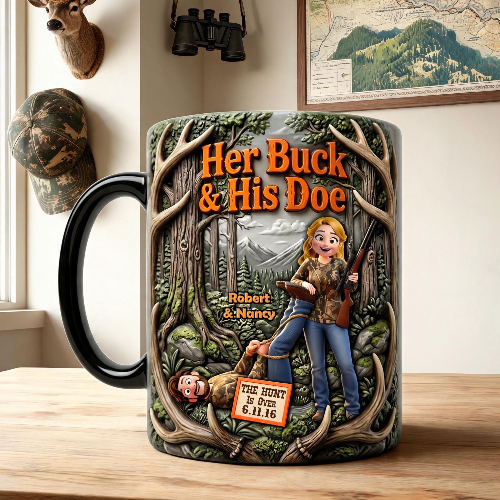 Her Buck & His Doe Magic Mug - Personalized Gift for Couples Who Love Hunting Coffee Mug PopCulturePrints