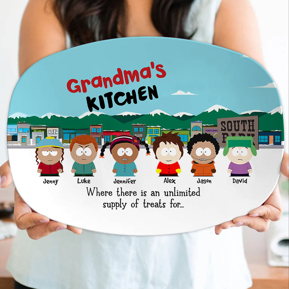 Personalized Grandma's Kitchen Resin Plate - Custom Cartoon Characters Plates PopCulturePrints