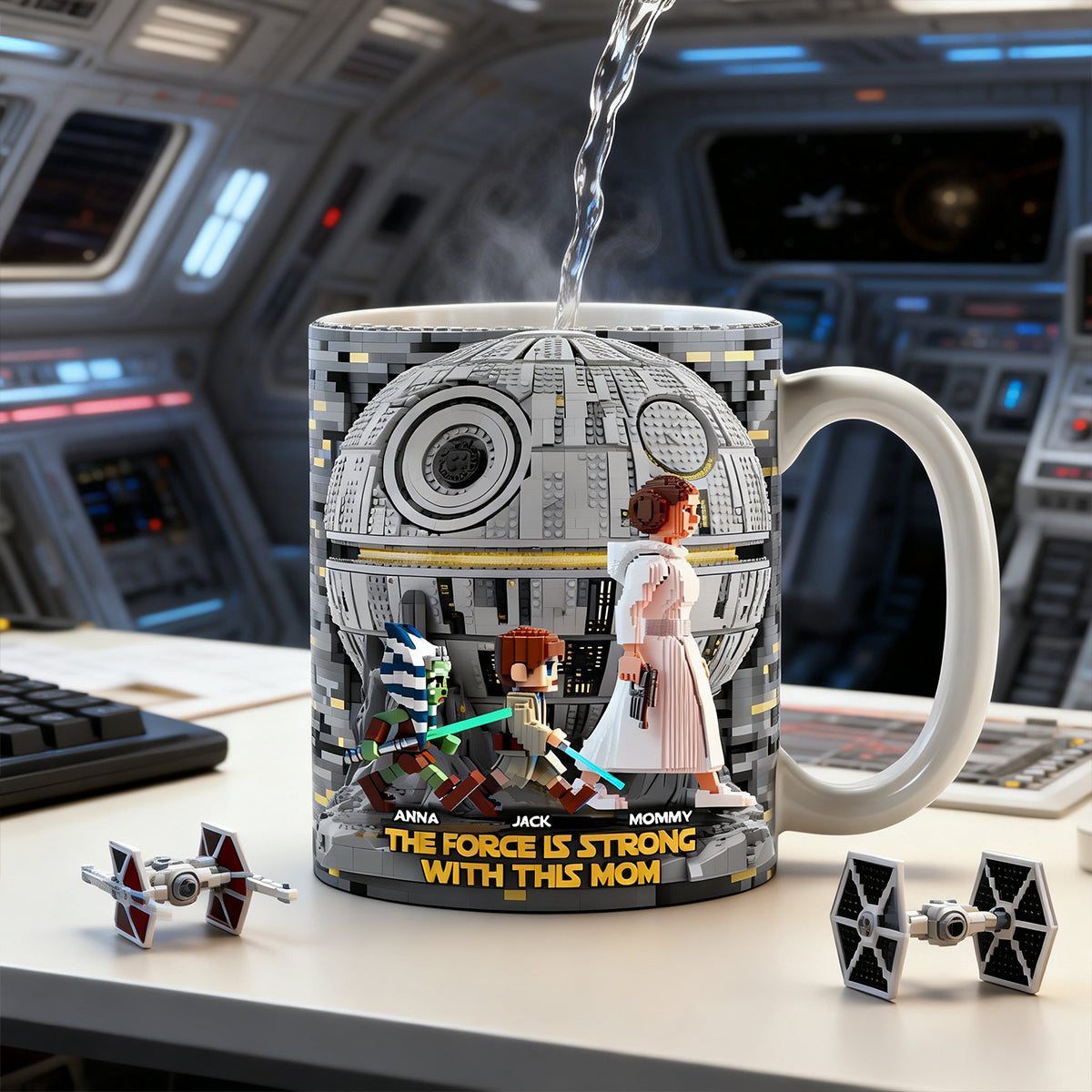 The Force Is Strong with This Mom - Personalized Coffee Mug for Mom, Grandma, and More! Coffee Mug PopCulturePrints