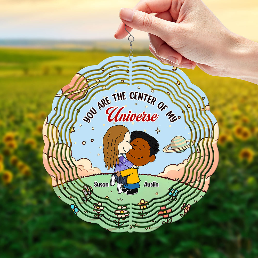 Personalized Wind Spinner for Couples - You Are the Center of My Universe Ornament PopCulturePrints
