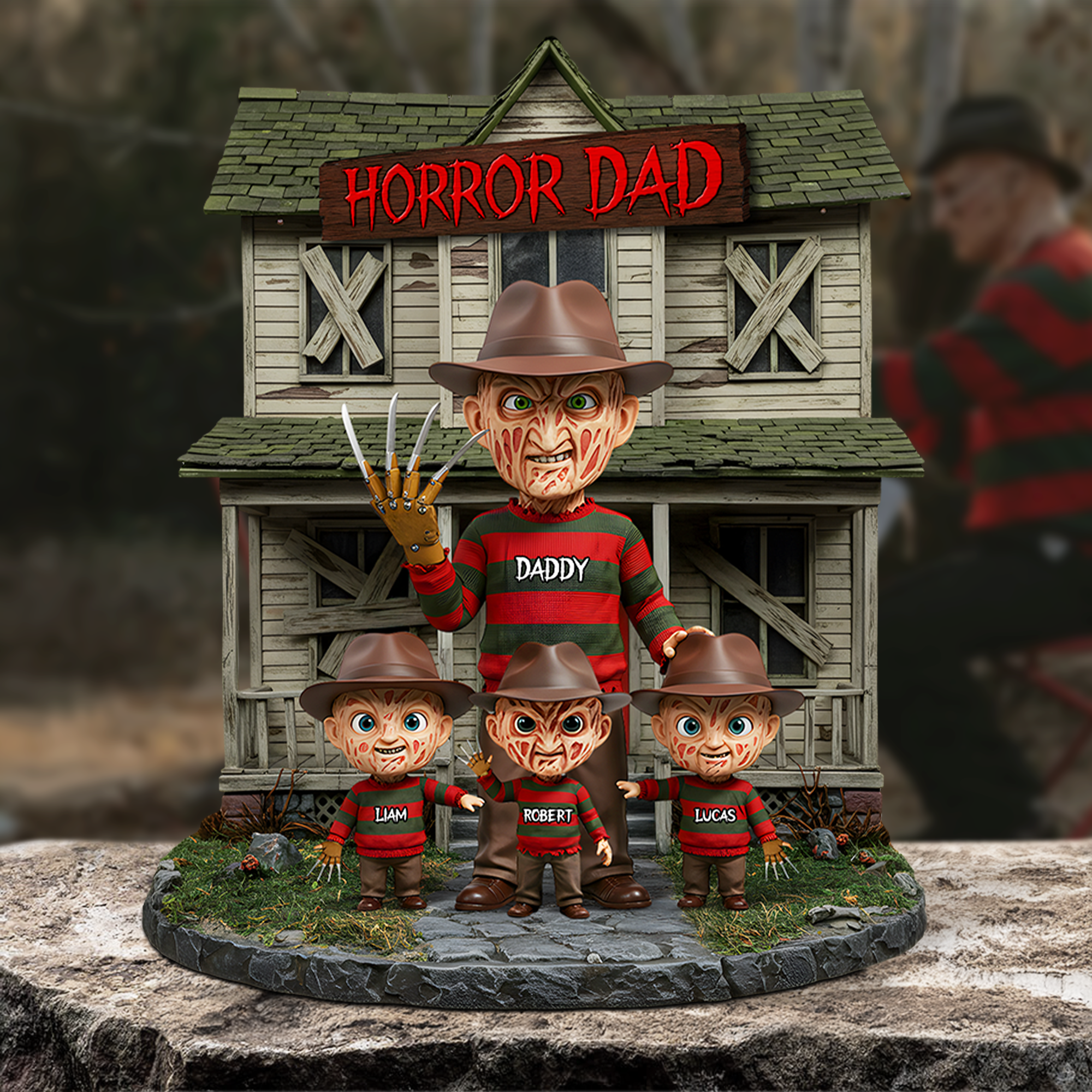 "Horror Dad: The Legendary Nightmare" - Custom Personalized Plaque For Dad Shaped Plaques PopCulturePrints