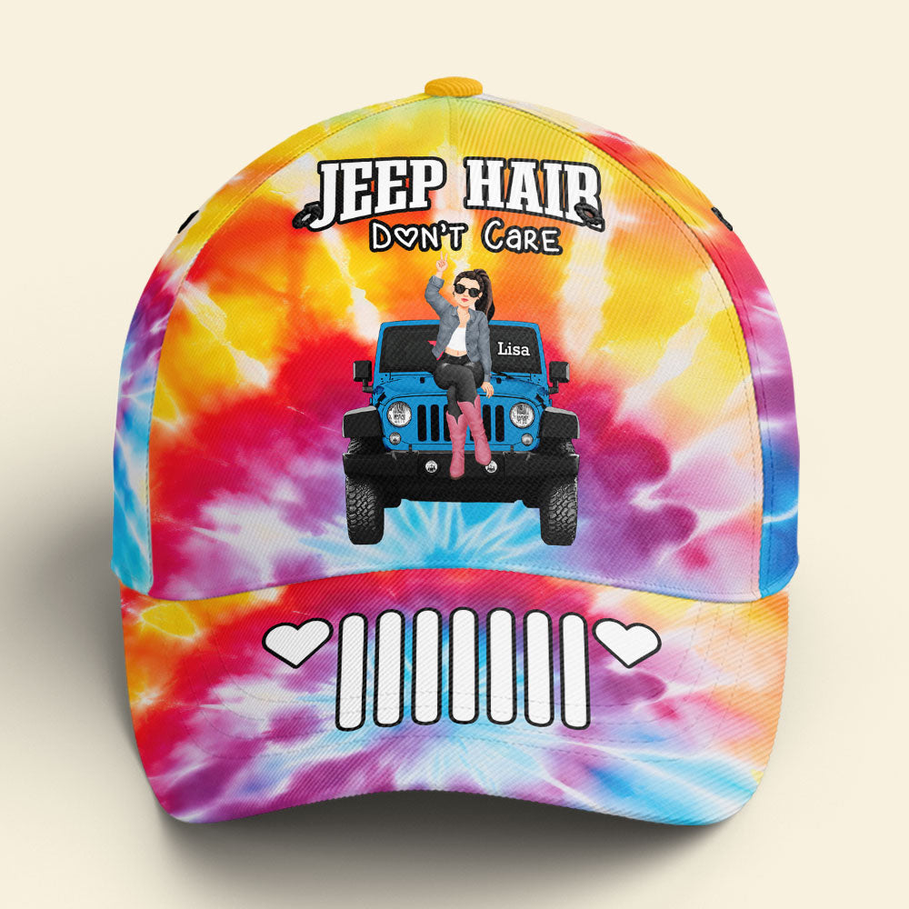 Jeep Hair Don't Care Personalized Tie-Dye Cap