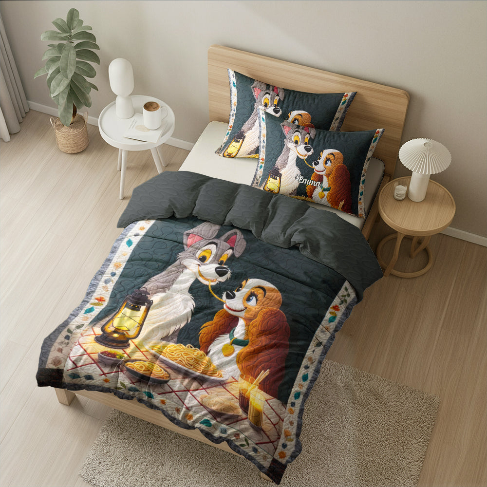 Personalized Dog-Themed Quilt Bedding Set for Couples - Unique Valentine's Day Gifts Blanket PopCulturePrints
