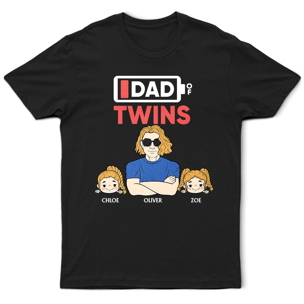 I Dad of Twins - Personalized T-Shirt for Proud Fathers T-shirt PopCulturePrints