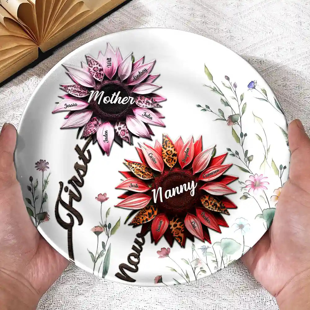 First Mom Now Grandma - Personalized Ceramic Plate Ceramic Plate PopCulturePrints