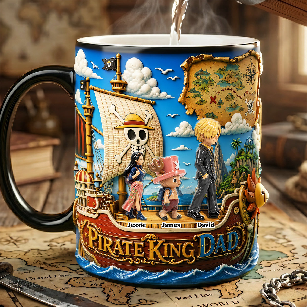 “Adventure Awaits with Every Sip!” - Personalized Daddy Adventure Crew Magic Coffee Mug - Gift for Dads, Grandpas, and More Coffee Mug PopCulturePrints