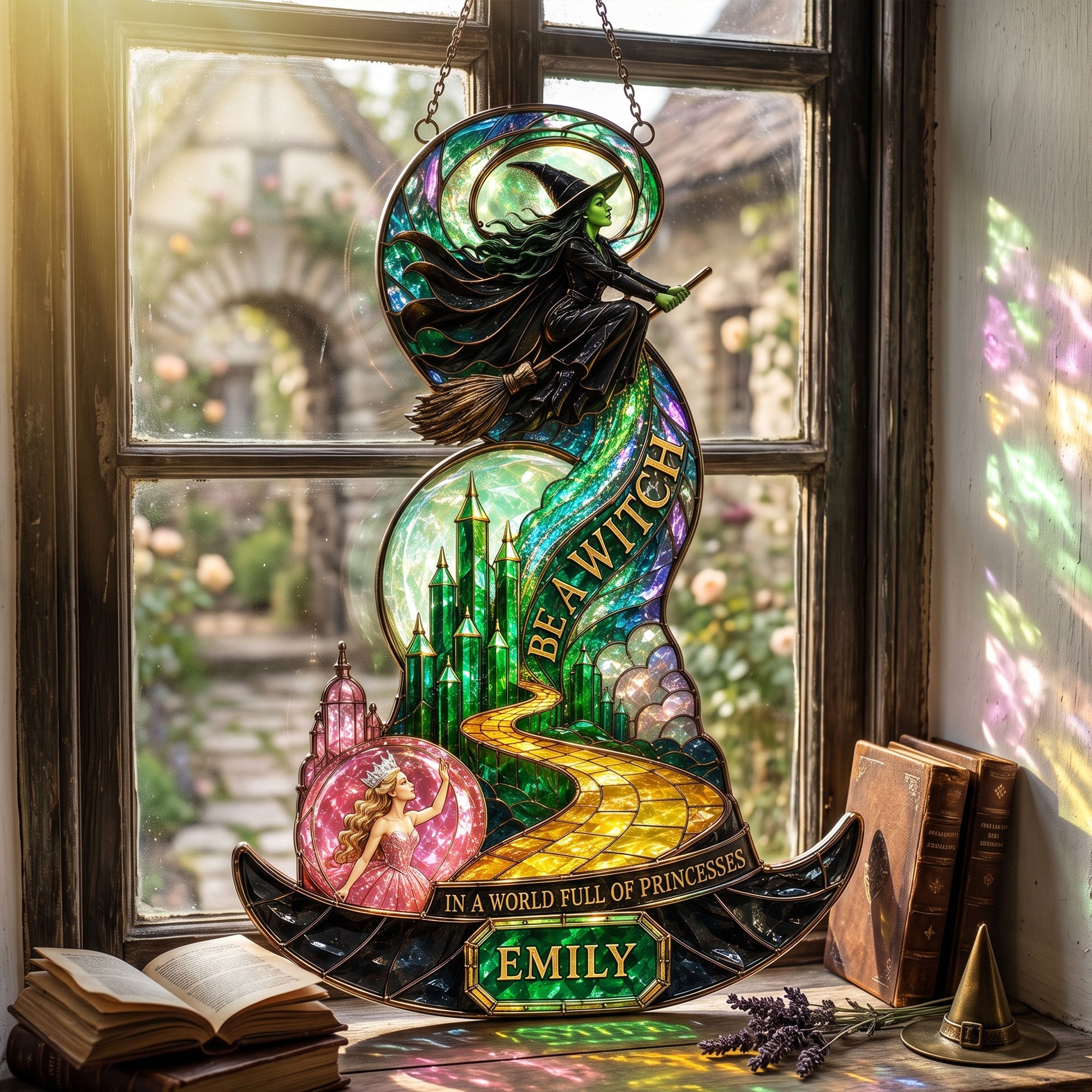 "Be a Witch in a World Full of Princesses" - Whimsical Friendship Suncatcher, Personalized Gift for Fans