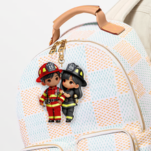 Load image into Gallery viewer, Personalized Firefighter Couple Keychain | Meaningful Valentine&#39;s Day Gifts for Couples Keychains PopCulturePrints
