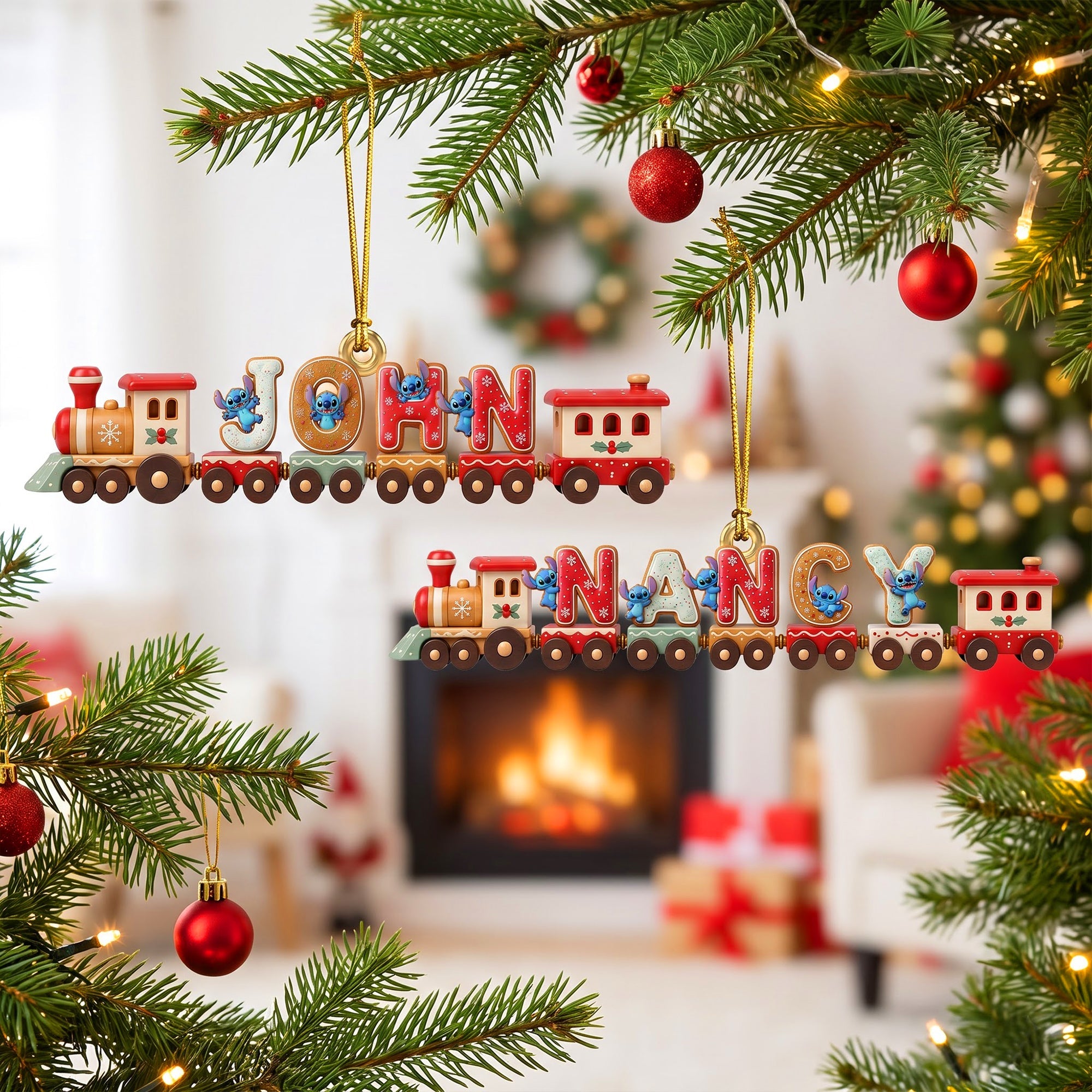 “Choo Choo! All Aboard the Festive Cheer!” - Alphabet Train Acrylic Ornament - Personalized Gifts for Christmas Ornament PopCulturePrints
