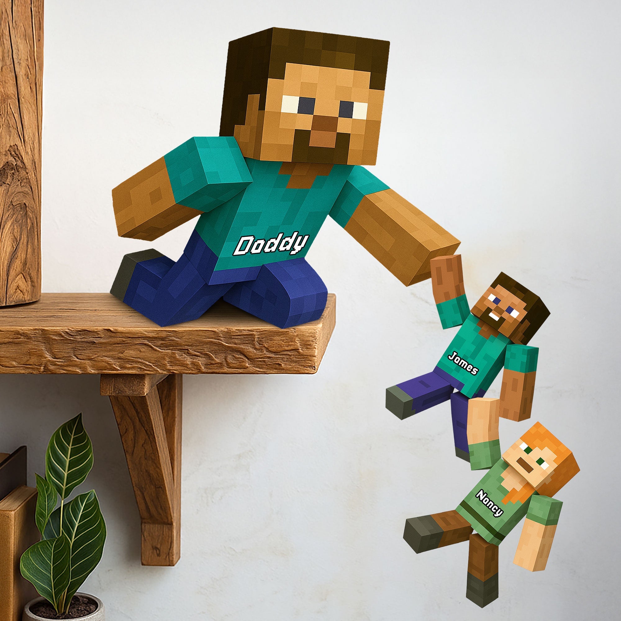 "Dads Are Heroes!" - Pixel Dad Plaque - Personalized Gift for Dad, Grandpa, Father Figures Shaped Plaques PopCulturePrints