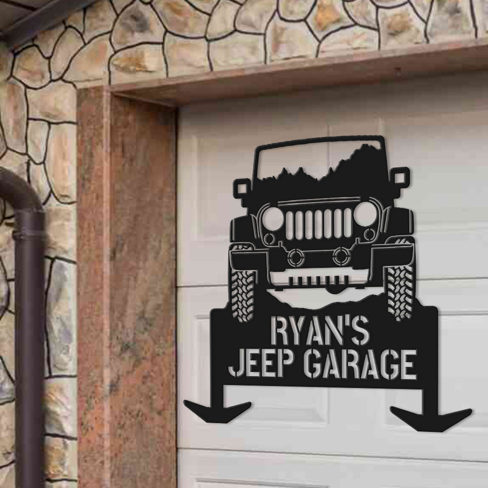 Personalized Jeep Garage Metal Sign - Custom Car Lover's Gift