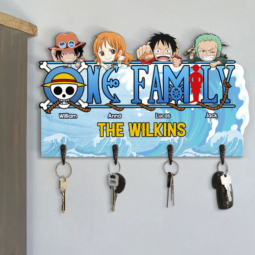Custom Anime Family Key Hanger - Personalized Name Sign Wood Sign PopCulturePrints