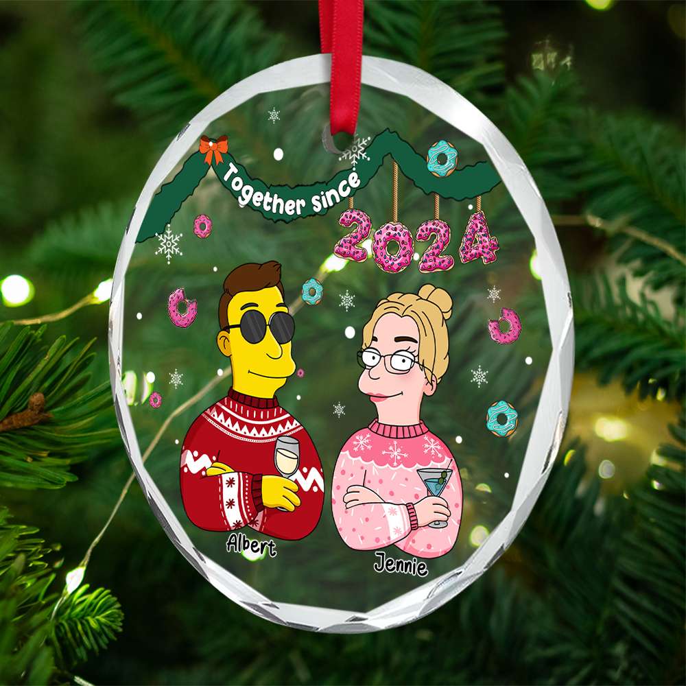 Custom Couple Christmas Crystal Ornament | Unique Holiday Keepsake | Valentine's Day Gifts Ornament PopCulturePrints