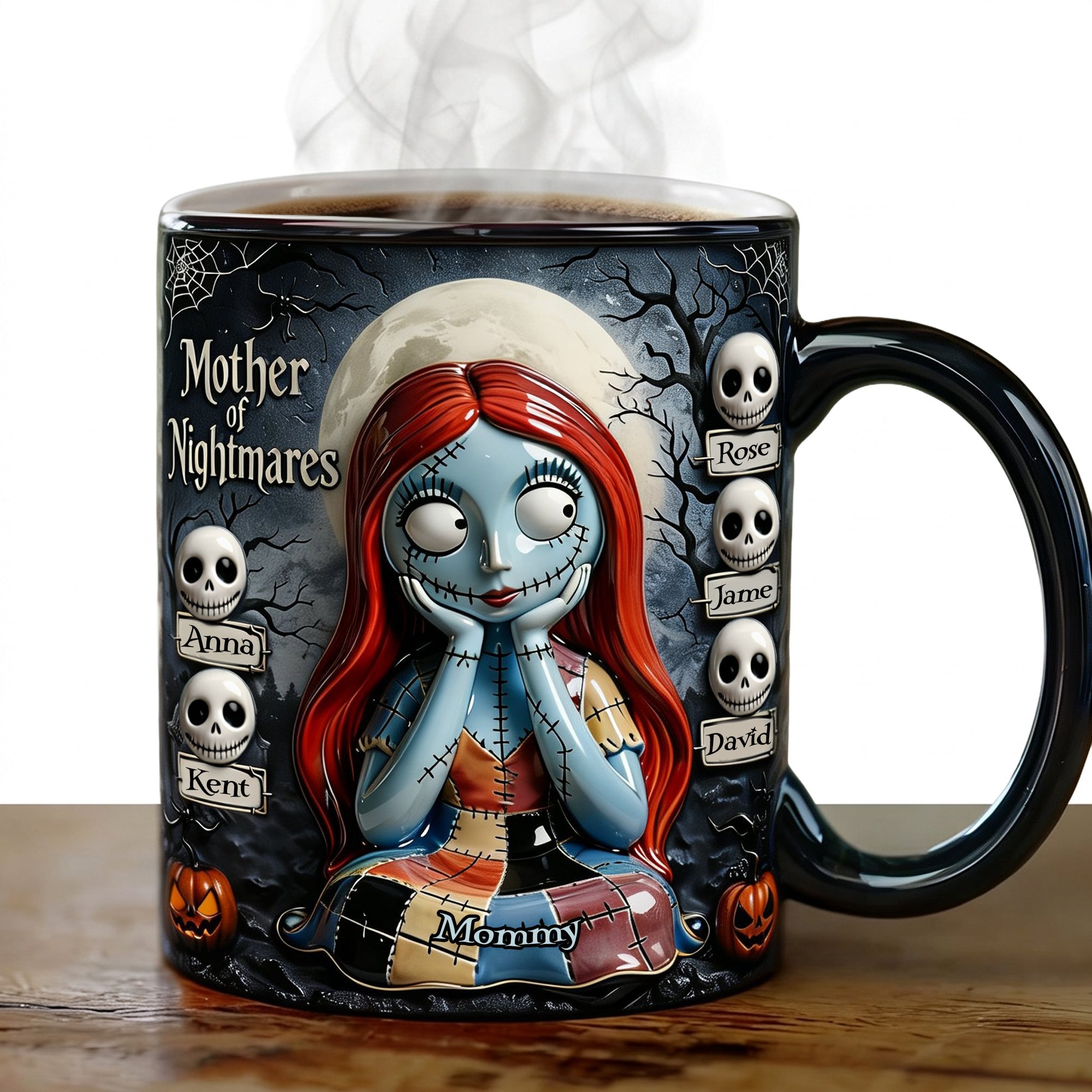 “Embrace the Spookiness!” – Personalized Spooky Mom and Kids Ceramic Coffee Mug for Mother's Day Coffee Mug PopCulturePrints