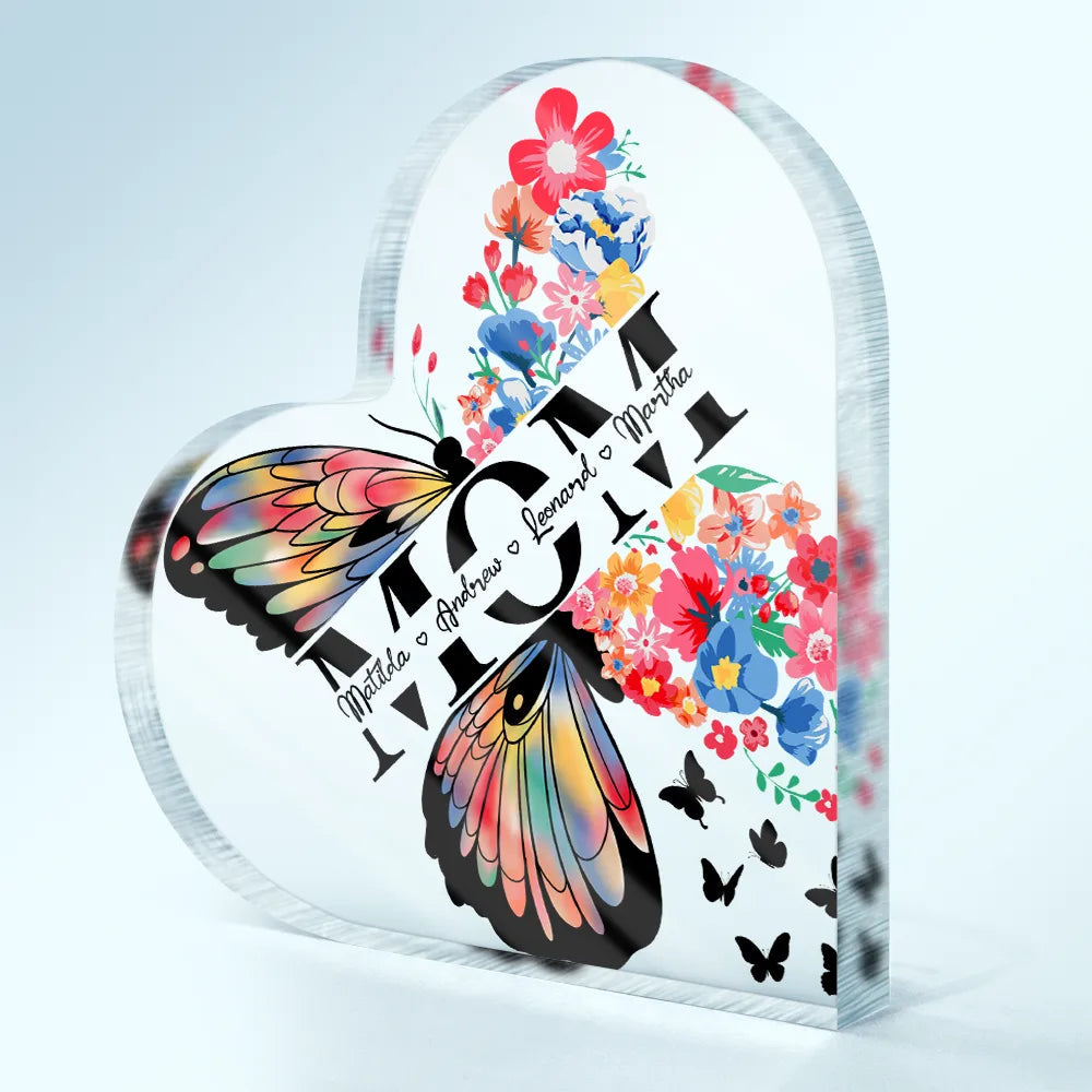 To the Best Mom - Personalized Heart Shaped Acrylic Plaque - Gift for Moms, Grandmas, and Loved Ones Acrylic Plaque PopCulturePrints