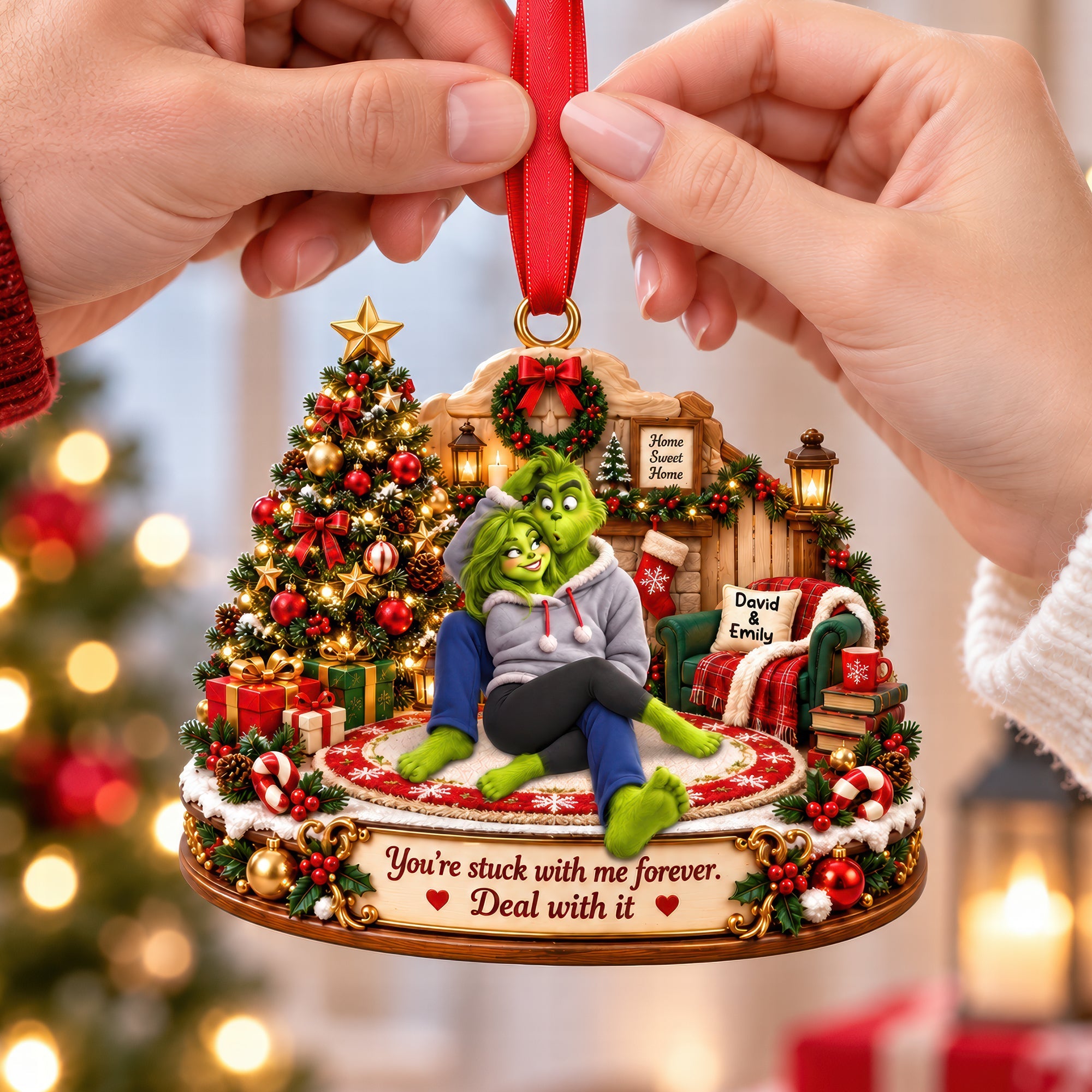You're Stuck With Me Forever - Furry Mischief Couples Acrylic Ornament