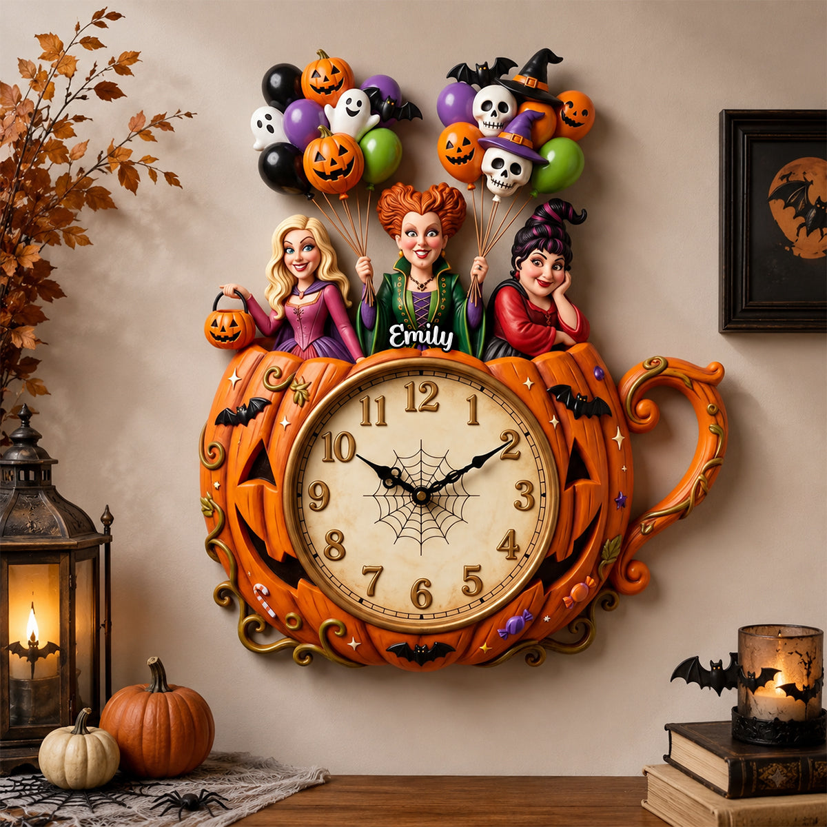 Bewitched By Time Acrylic Hanging Wall Clock - A Magical Personalized Gift for Halloween Lovers