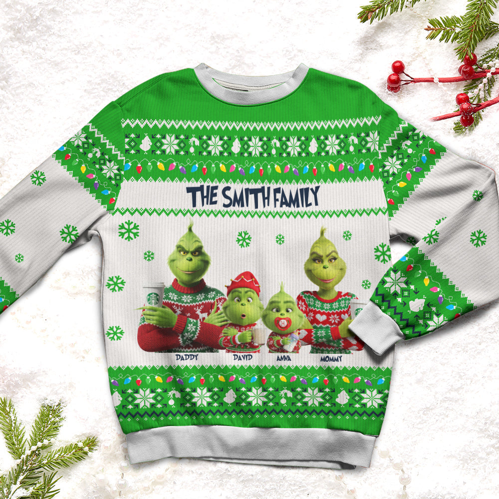 “Spread Holiday Cheer With Family Unity” - Personalized Christmas Ugly Sweater for Family AOP Products PopCulturePrints
