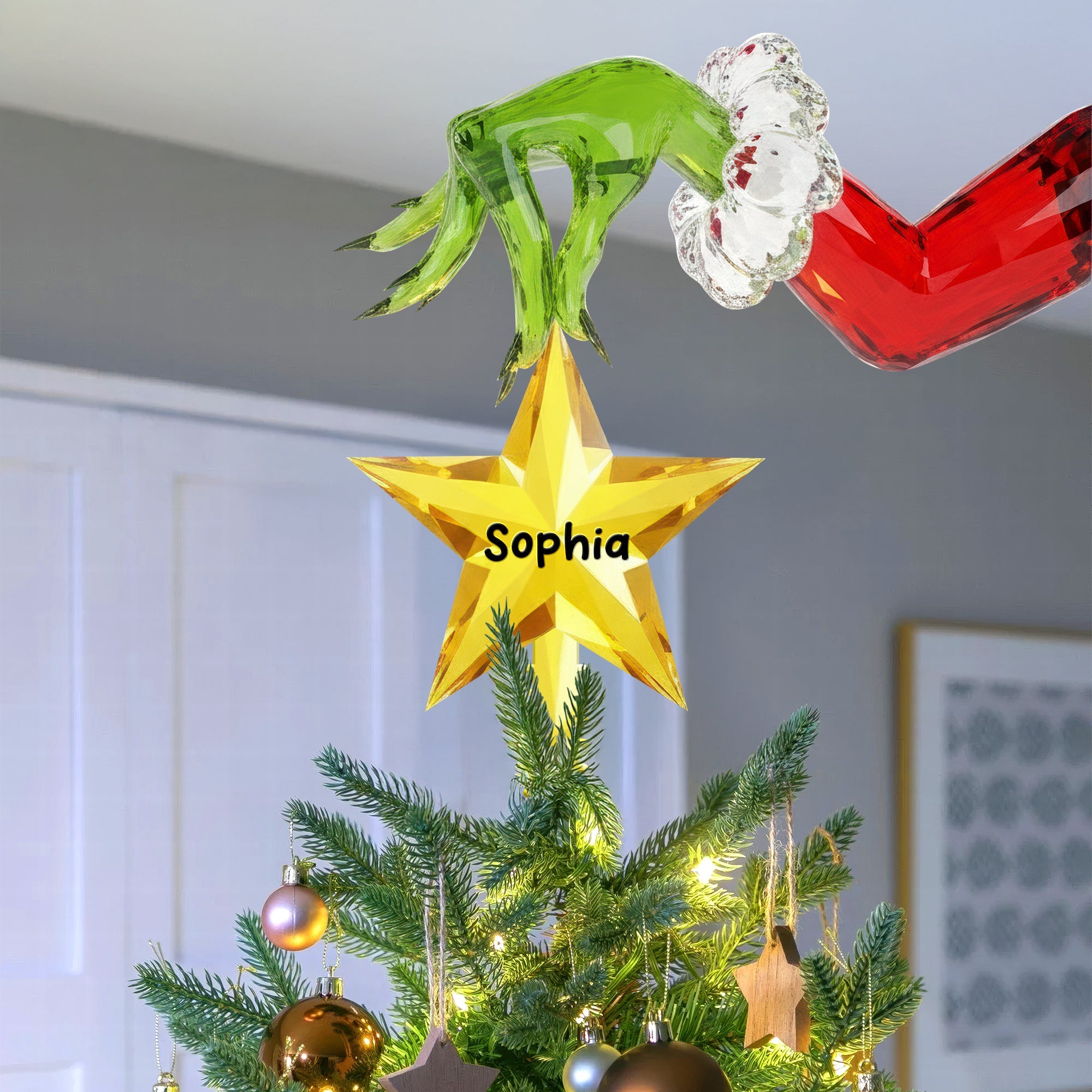 "Make Every Holiday Sparkle!" - Funny Holiday Acrylic Christmas Tree Topper - Personalized Gifts for Family & Friends Ornament PopCulturePrints