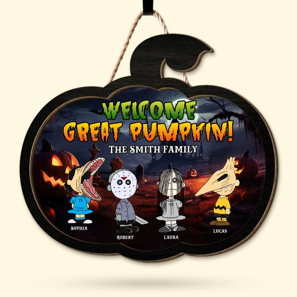 Personalized Halloween Family Wood Sign - Welcome Great Pumpkin!