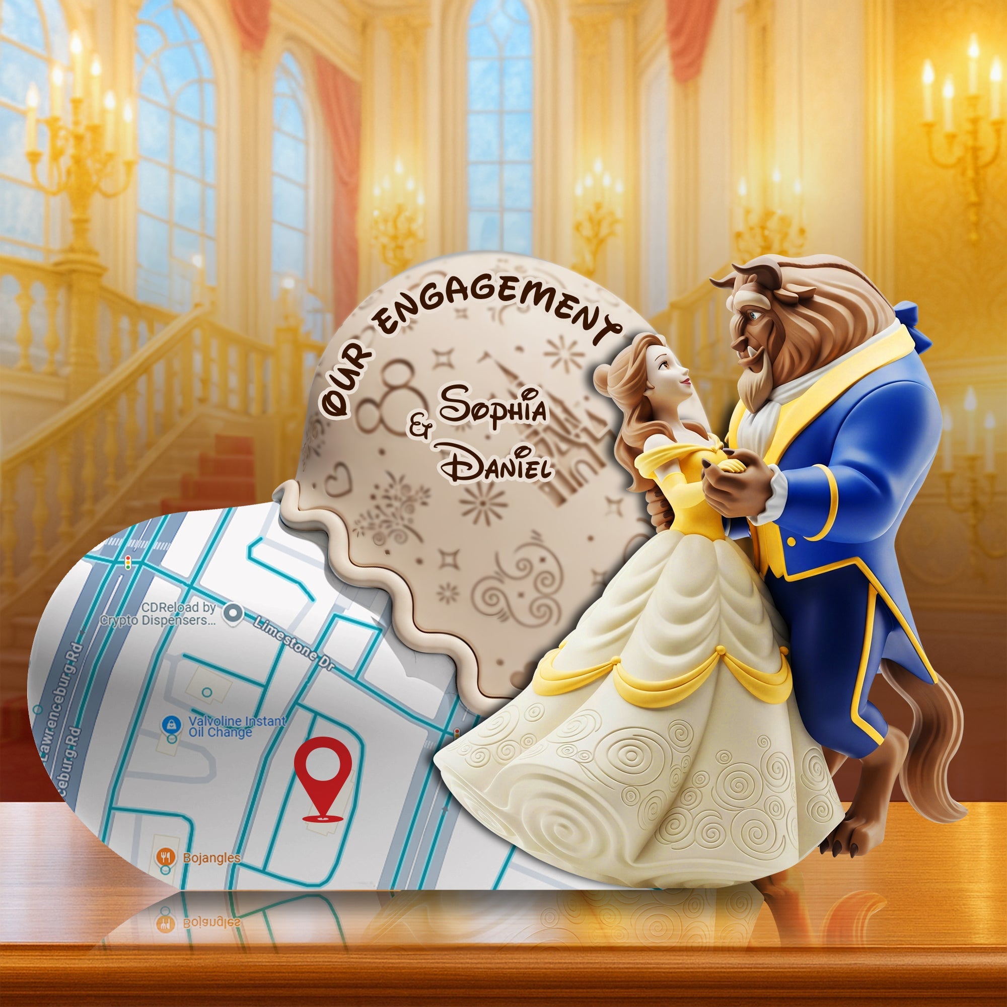 Our Engagement, A Journey of Love - Personalized Couple's Sweet Engagement Acrylic Plaque Shaped Plaques PopCulturePrints