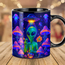 Load image into Gallery viewer, “Stay Cosmic!” - Custom Smoking Alien Mug - Personalized Gift for Weed Lovers Coffee Mug PopCulturePrints
