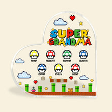 Load image into Gallery viewer, Super Mom Personalized Heart-Shaped Acrylic Plaque Decorative Plaques PopCulturePrints
