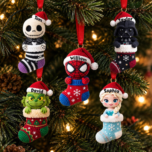 “Bring Joy to Your Holidays!” - Personalized Knitting Characters Christmas Ornaments - Custom Gifts for Kids and Friends Ornament PopCulturePrints