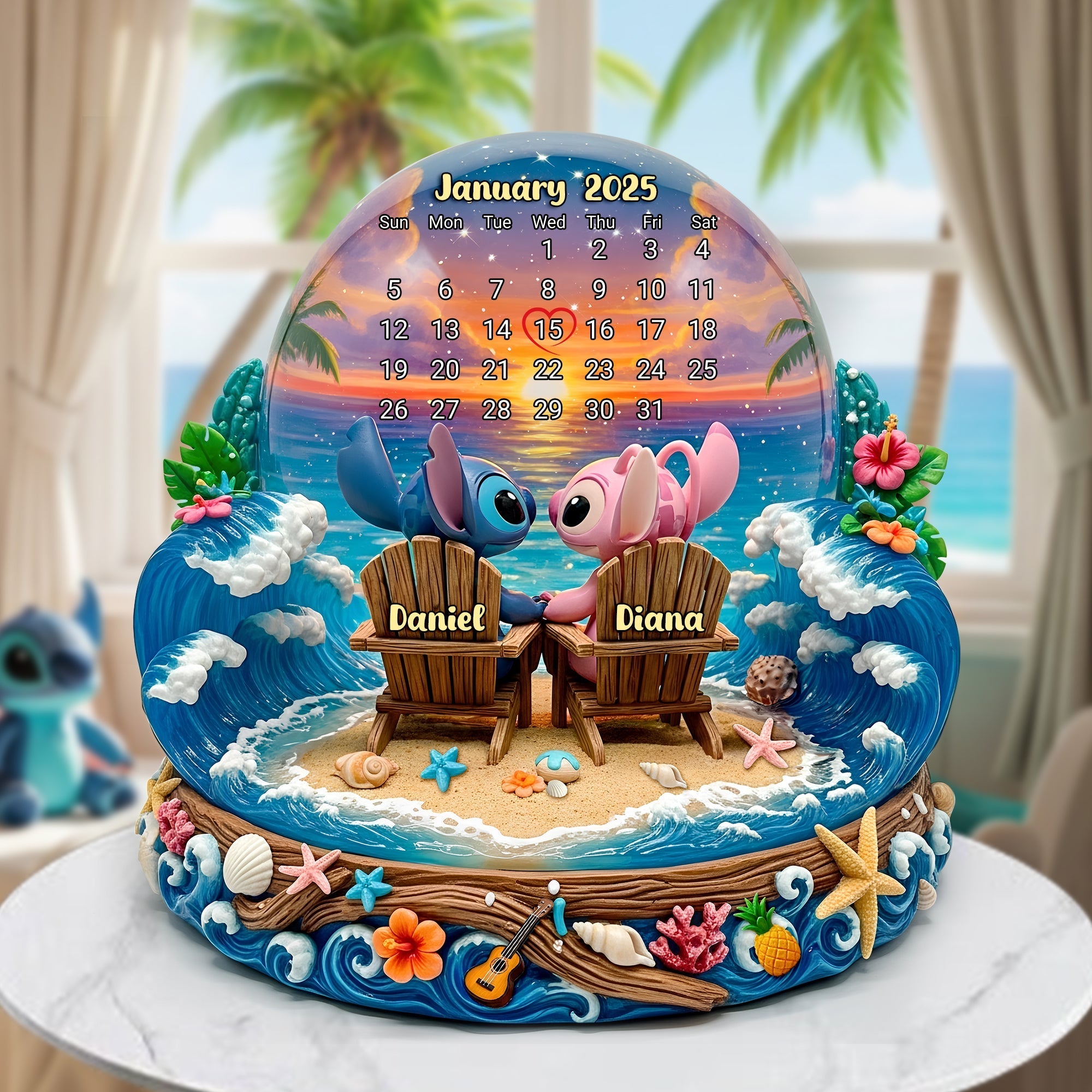 ‘Together at the Beach’ - Cartoon Beach Couple Acrylic Plaque - Personalized Gift for Couples, Friends, and Loved Ones Shaped Plaques PopCulturePrints